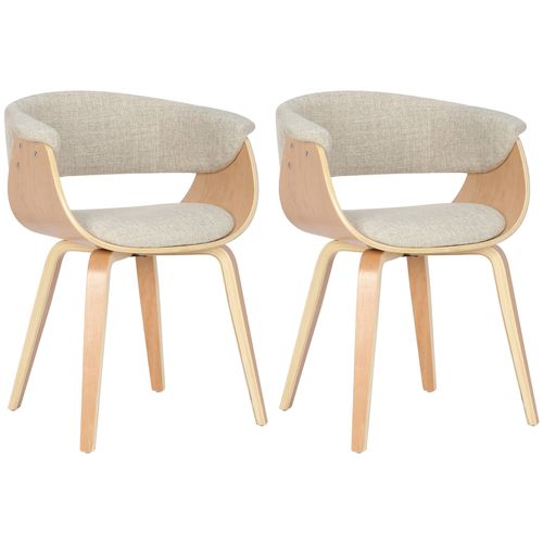 Lot De 2 Chaises De La Salle à Manger Design Retro En Structure En Bois Clair Et Assise En Tissu C