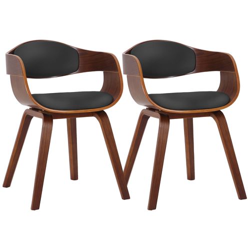 Lot De 2 Chaises De Salle à Manger Design Retro En Pvc Noir Et Structure En Bois Couleur Noyer 10_