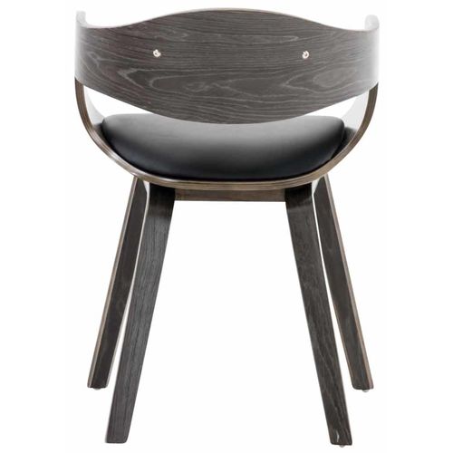 Lot De 2 Chaises De Salle à Manger Bureau Design Retro En Pvc Noir Structure En Bois Gris 10_00017