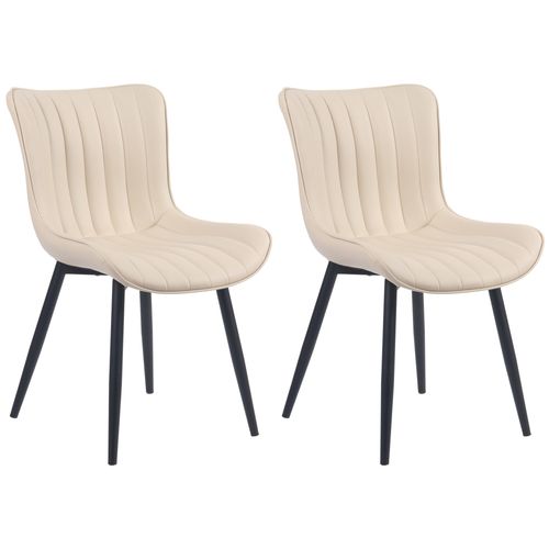 Lot De 2 Chaises De Salle à Manger Coutures Décoratives Verticales Avec Pieds En Métal Noir Assise