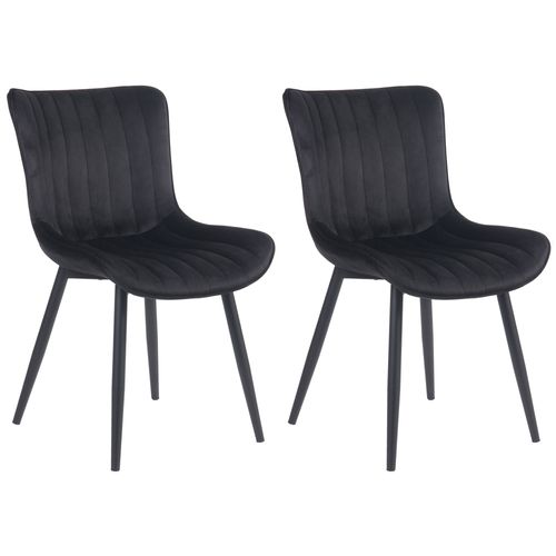 Lot De 2 Chaises De Salle à Manger Coutures Décoratives Verticales Avec Pieds En Métal Noir Assise
