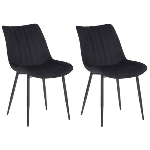 Lot De 2 Chaises De Salle à Manger Coutures Décoratives Verticales Avec Pieds En Métal Noir Assise