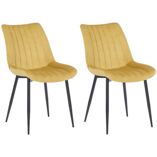 Lot De 2 Chaises De Salle à Manger Coutures Décoratives Verticales Avec Pieds En Métal Noir Assise