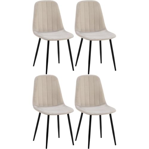 Lot De 4 Chaises De Salle à Manger Coutures Décoratives Verticales Assise En Velours Gris Pieds En
