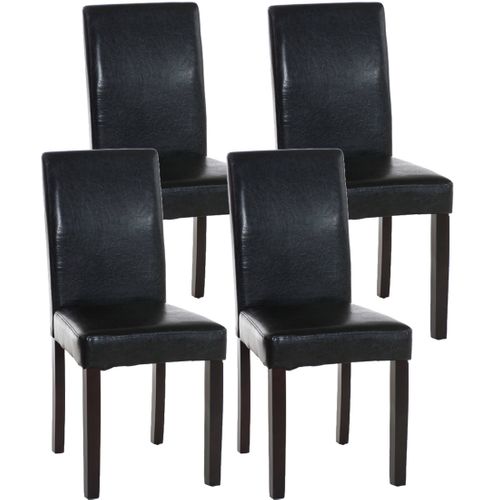 Lot De 4 Chaises De Salle à Manger Design Moderne Confortable En Pvc Noir Et Pieds En Bois Marron