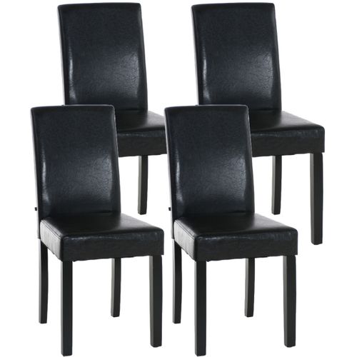 Lot De 4 Chaises De Salle à Manger Design Moderne Confortable En Pvc Marron Et Pieds En Bois Noir