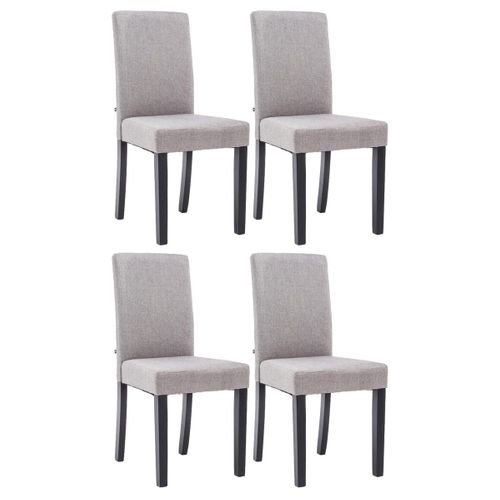 Lot De 4 Chaises De Salle à Manger Design Classique En Tissu Gris Clair Et Pieds En Bois Noir 10_0