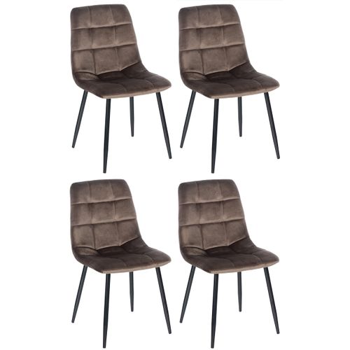 Lot De 4 Chaises De Salle à Manger Style Moderne Et Confortable En Velours Marron Et Métal Noir 10
