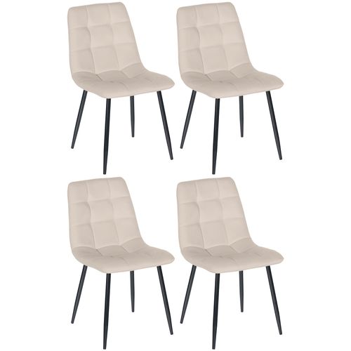 Lot De 4 Chaises De Salle à Manger Style Moderne Et Confortable En Tissu Velours Crème Et Métal No