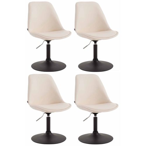 Lot De 4 Chaises De Salle à Manger Pivotante Hauteur Réglable En Pvc Crème Et Pied Trompette Métal
