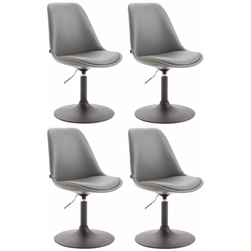 Lot De 4 Chaises De Salle à Manger Pivotante Hauteur Réglable En Pvc Gris Et Pied Trompette Métal