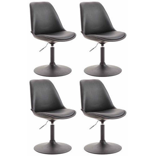 Lot De 4 Chaises De Salle à Manger Pivotante Hauteur Réglable En Plastique Noir Et Pied Trompette