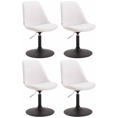 Lot De 4 Chaises De Salle à Manger Pivotante Hauteur Réglable En Pvc Blanc Et Pied Trompette Métal