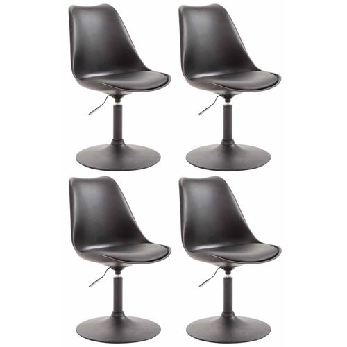 Lot De 4 Chaises De Salle à Manger Pivotante Hauteur Réglable En Plastique Noir Et Pied Trompette