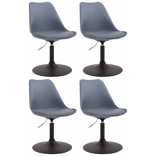 Lot De 4 Chaises De Salle à Manger Pivotante Hauteur Réglable En Plastique Gris Et Pied Trompette