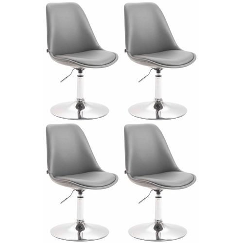 Lot De 4 Chaises De Salle à Manger Pivotante Hauteur Réglable En Pvc Gris Et Pied Trompette Métal
