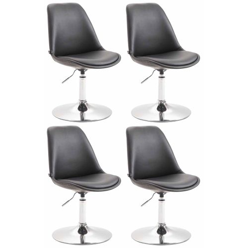 Lot De 4 Chaises De Salle à Manger Pivotante Hauteur Réglable En Plastique Noir Et Pied Trompette