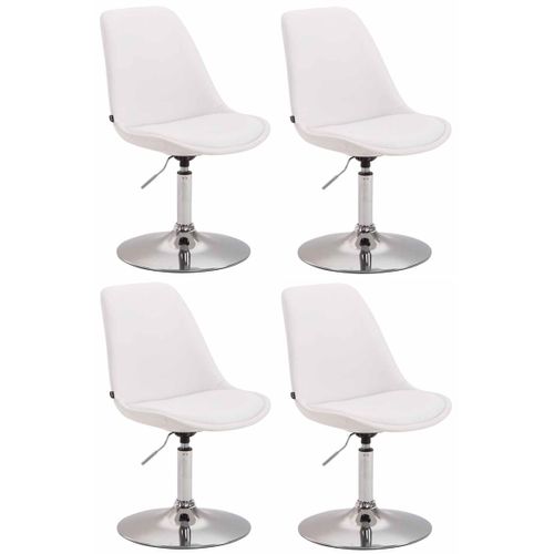 Lot De 4 Chaises De Salle à Manger Pivotante Hauteur Réglable En Pvc Blanc Et Pied Trompette Métal