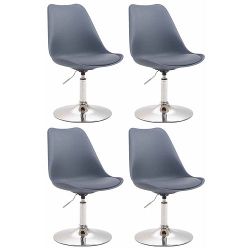 Lot De 4 Chaises De Salle à Manger Pivontante Hauteur Réglable En Plastique Gris Et Pied Trompette
