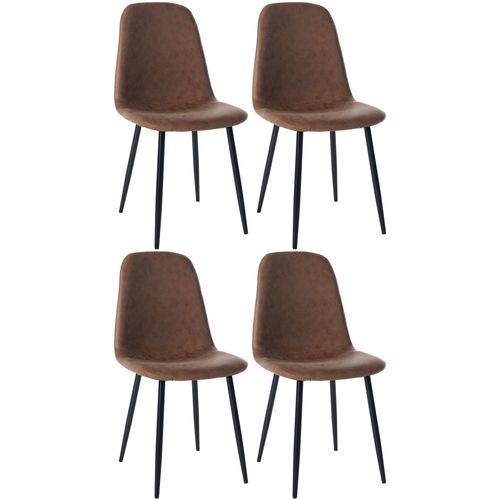 Lot De 4 Chaises De Salle à Manger Design Moderne Avec Pieds En Métal Noir Et Assise En Pvc Marron