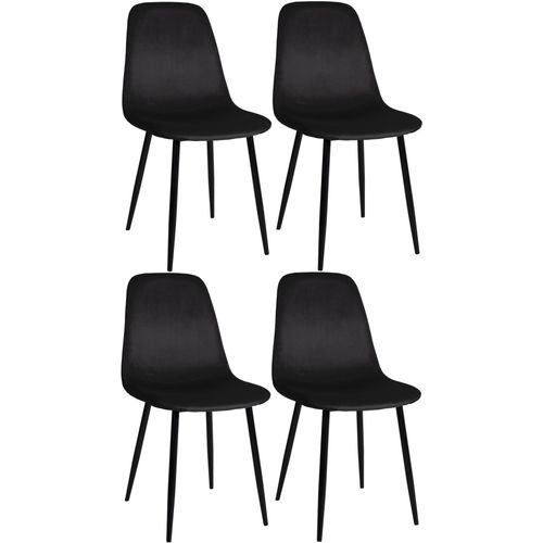 Lot De 4 Chaises De Salle à Manger Design Moderne Assise En Tissu Noir Pieds En Métal Métal Noir 1