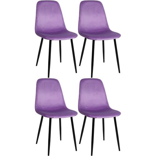 Lot De 4 Chaises De Salle à Manger Design Simple Avec Pieds En Métal Noir Et Assise En Tissu
