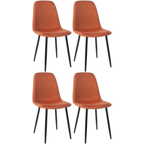 Lot De 4 Chaises De Salle à Manger Design Simple Avec Pieds En Métal Noir Assise En Tissu Orange 1