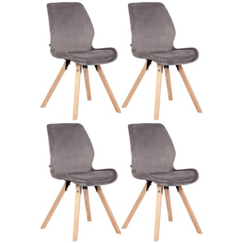 Lot De 4 Chaises De Salle à Manger Design Scandinave En Tissu Velours Gris Pieds En Bois 10_000185