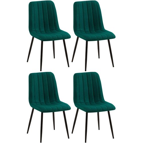 Lot De 4 Chaises De Salle à Manger Coutures Décortatives Verticales Assise En Tissu Velours Vert P