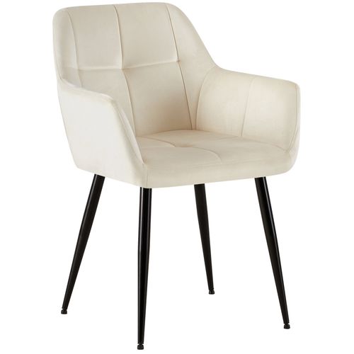 Chaise De Salle à Manger Bureau Salle D'attente Couture Décorative Assise En Velours Crème Pieds E