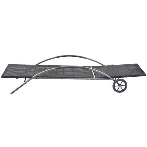 Ensemble De 2 Chaises Longues De Jardin Transat Bain De Soleil Avec Petite Table En Polyrotin Noir