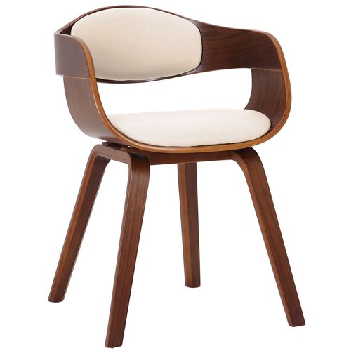 Chaise De Bureau Salle à Manger Visiteur Design Scandinave En Bois Foncé Et Assise En Pvc Crème 10