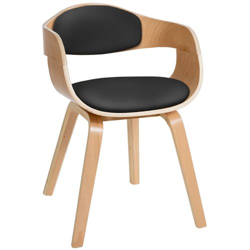 Chaise De Salle à Manger Design Scandinave En Pvc Noir Et Structure En Bois Clair 10_0001911