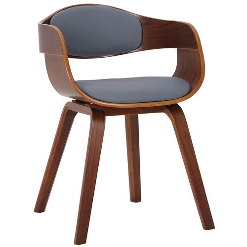 Chaise De Salle à Manger Design Scandinave En Pvc Gris Et Structure En Bois Foncé 10_0001913