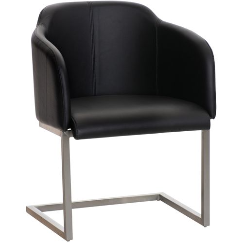 Chaise De Salle à Manger Fauteuil Visiteur Design Moderne En Pvc Noir Et Acier Inoxydable 10_00019