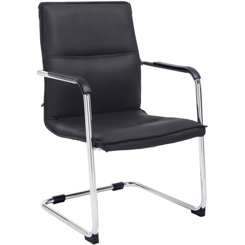 Chaise De Bureau Fauteuil Visiteur Avec Accoudoirs En Pvc Noir Et Métal 10_0001923