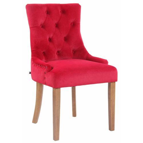 Chaise De Salle à Manger X1 Design Antique Capitonné En Velours Rouge Avec 4 Pieds En Bois Clair 1
