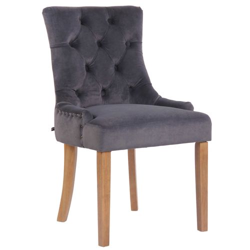 Chaise De Salle à Manger X1 Design Antique Capitonné En Velours Gris Foncé Avec 4 Pieds En Bois Cl