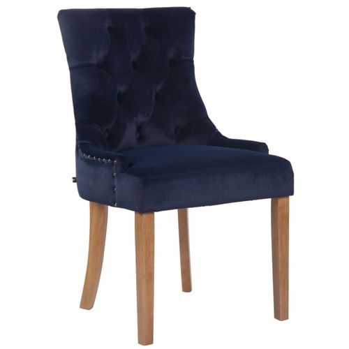 Chaise De Salle à Manger X1 Design Antique Capitonné En Velours Bleu Avec 4 Pieds En Bois Clair 10