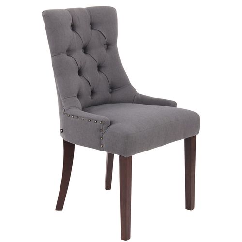 Chaise De Salle à Manger X1 Design Antique Capitonné En Tissu Gris Foncé Avec 4 Pieds En Bois Marr