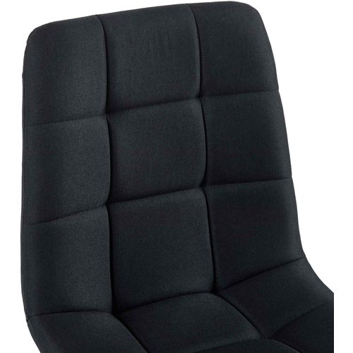 Chaise De Salle à Manger X1 Coutures Forme Carrées En Tissu Noir Pieds En Métal Noir 10_0001971