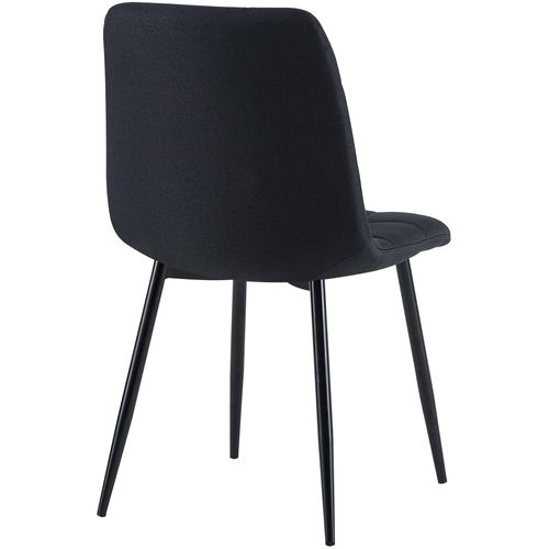 Chaise De Salle à Manger X1 Coutures Forme Carrées En Tissu Noir Pieds En Métal Noir 10_0001971