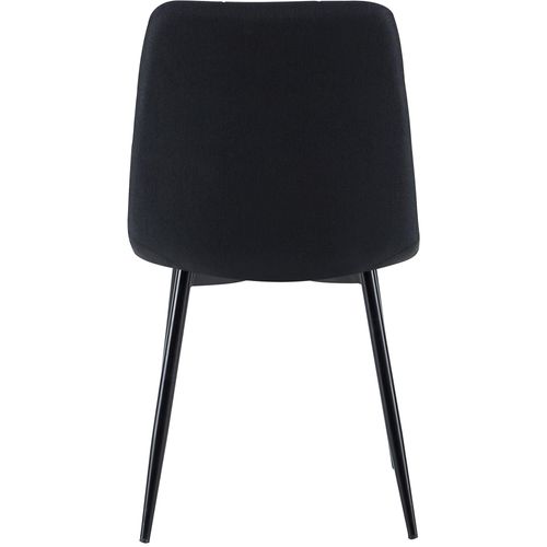 Chaise De Salle à Manger X1 Coutures Forme Carrées En Tissu Noir Pieds En Métal Noir 10_0001971