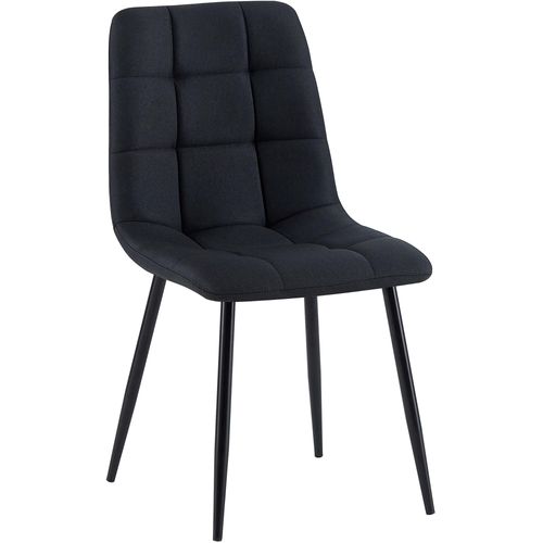 Chaise De Salle à Manger X1 Coutures Forme Carrées En Tissu Noir Pieds En Métal Noir 10_0001971