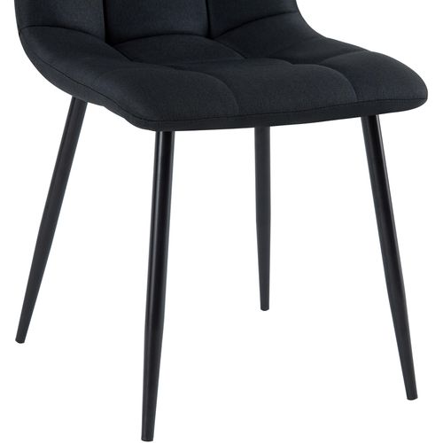Chaise De Salle à Manger X1 Coutures Forme Carrées En Tissu Noir Pieds En Métal Noir 10_0001971