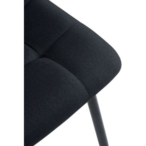Chaise De Salle à Manger X1 Coutures Forme Carrées En Tissu Noir Pieds En Métal Noir 10_0001971