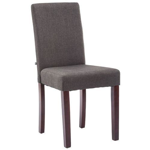 Chaise De Salle à Manger X1 Design Moderne En Tissu Gris Foncé Et Pieds En Bois Marron 10_0002029