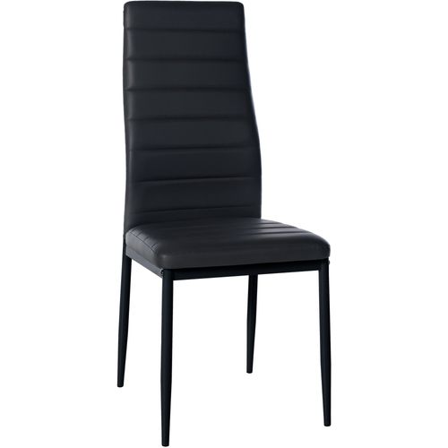 Chaise De Salle à Manger X1 Design Simple En Pvc Noir Avec Couture Décorative Cadre En Métal Noir