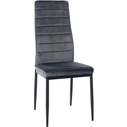 Chaise De Salle à Manger X1 Design Simple En Velours Gris Avec Couture Décorative Cadre En Métal N
