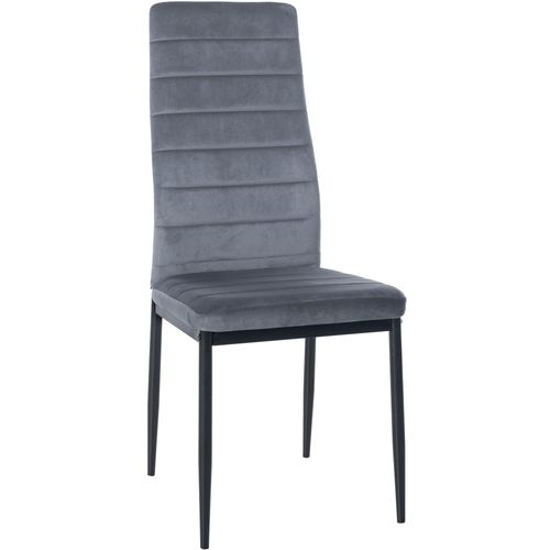 Chaise De Salle à Manger X1 Design Simple En Velours Gris Clair Avec Couture Décorative Cadre En M